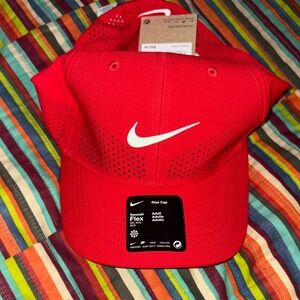 Nike Red Performance Cap with White Swoosh flex fit adult new tags